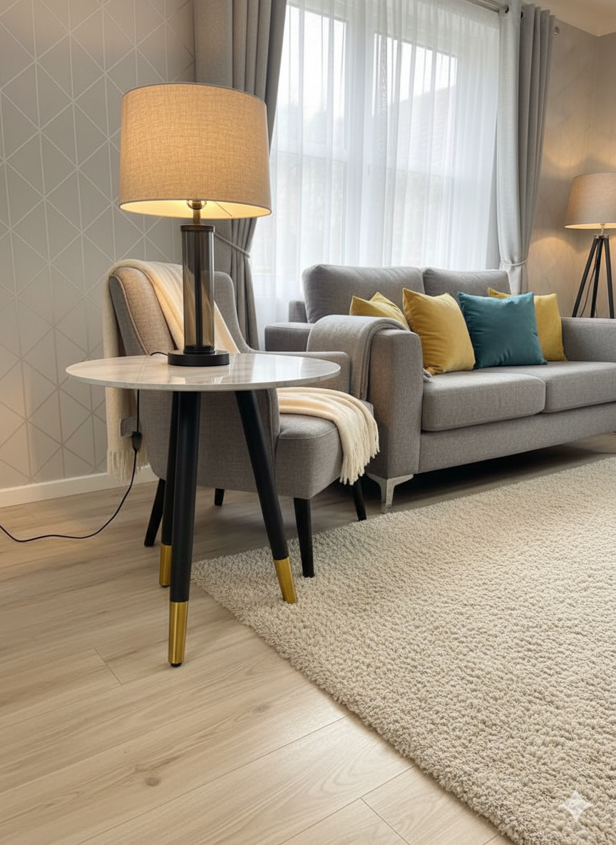 Venice Lamp Table - Grey Ceramic