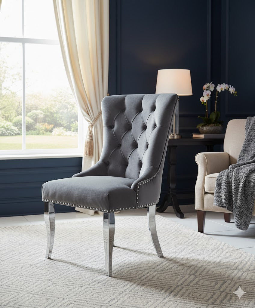 Chelsea Chair (Ring Knocker/Chrome Legs) (3 Colours)