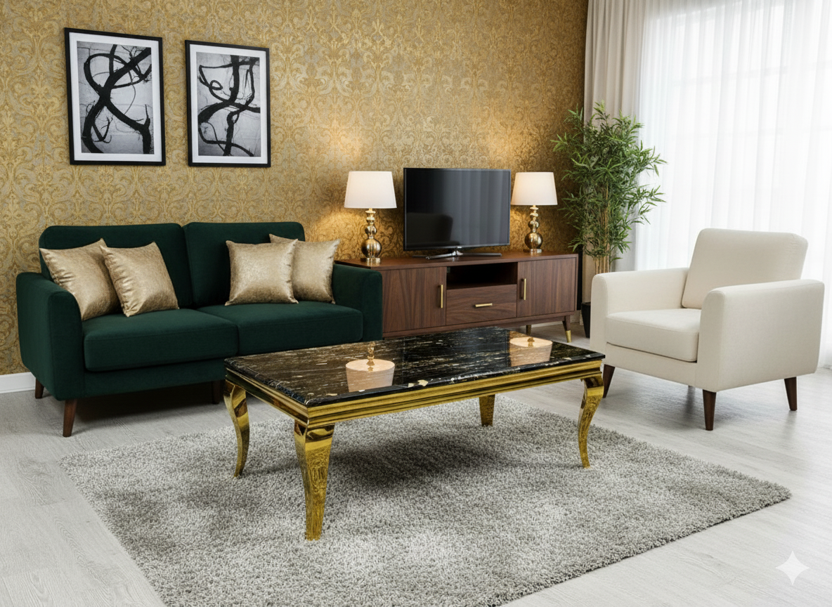Sofia Black & Gold Marble Coffee Table