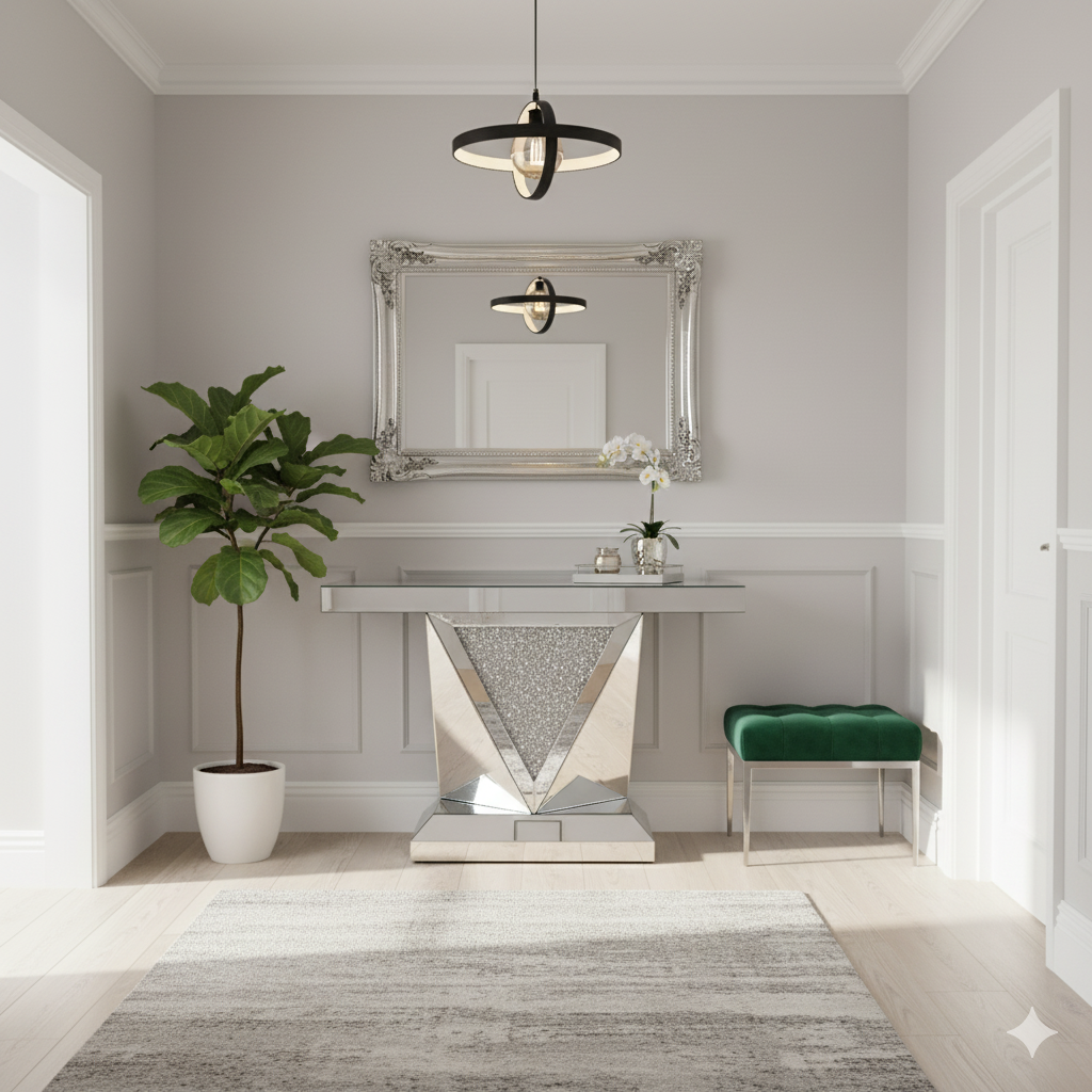 Roma Crushed Diamond V Console Table