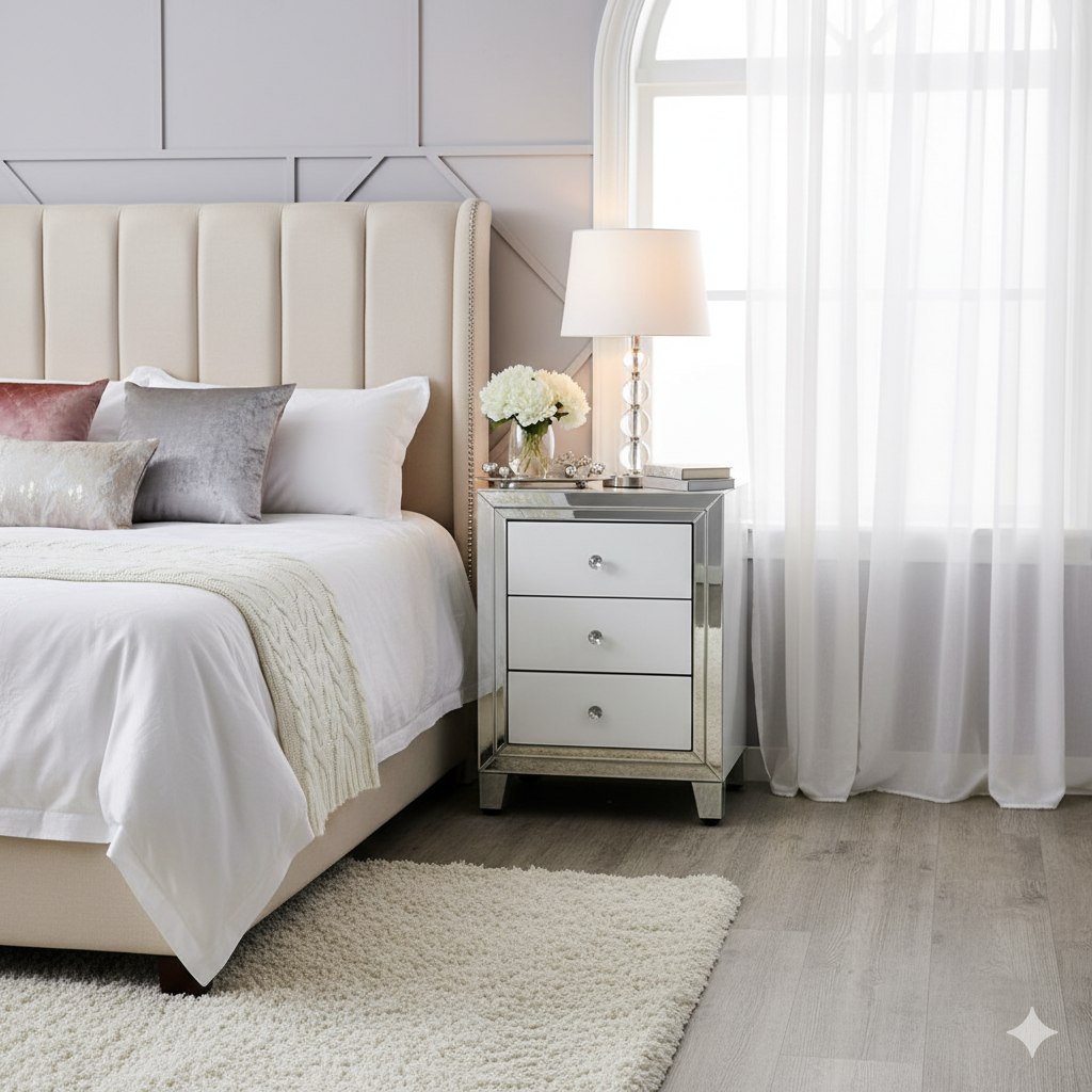 Bianco 3 Drawer Bedside Unit