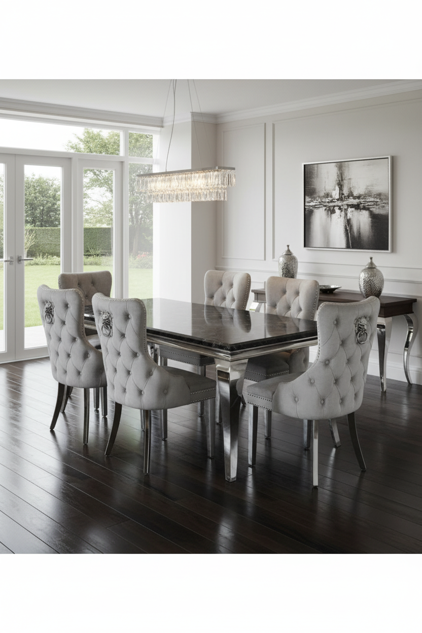 Marble Dining Table in Chrome 1.2M (All Colours) – MyForeverFurnishings