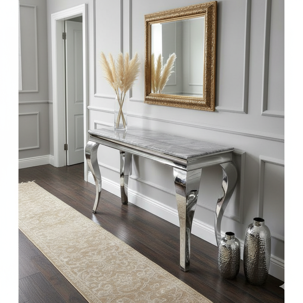 Louis 140cm Marble & Chrome Console Table (All Colours)