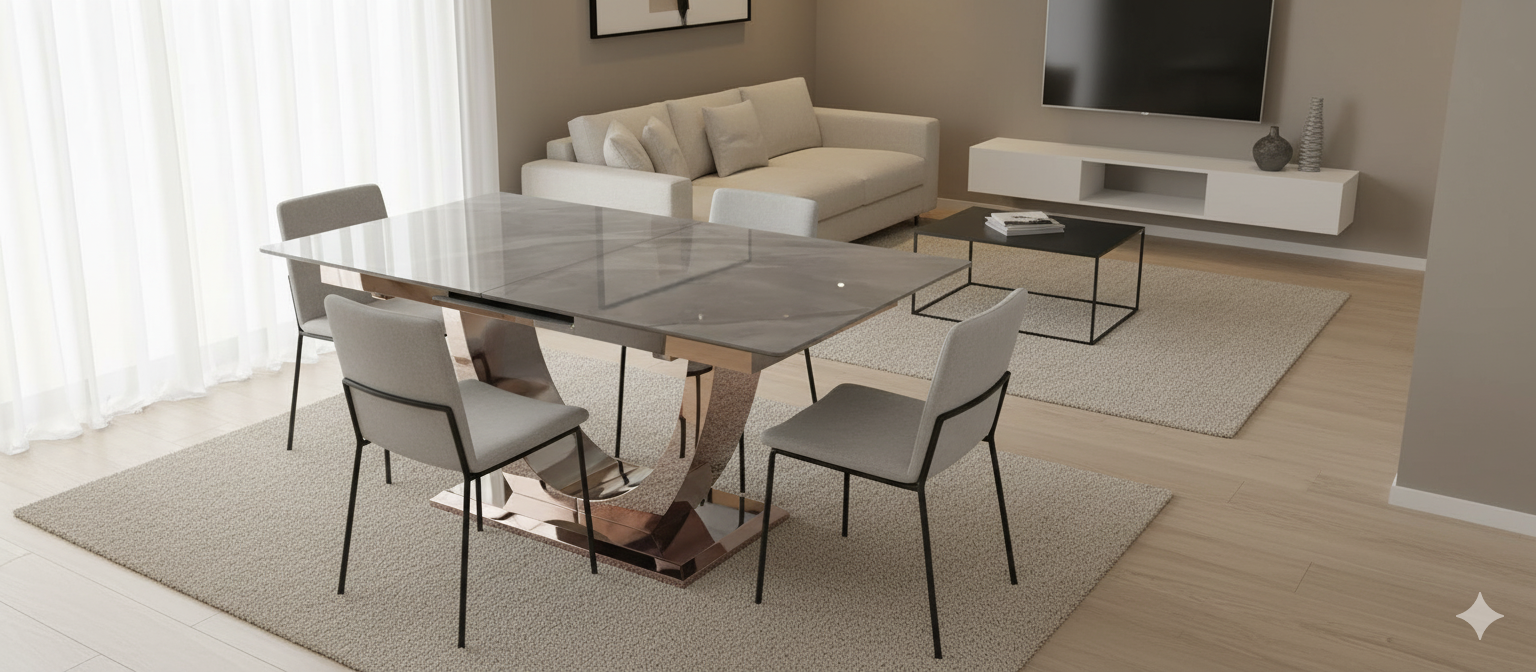 London 1.2-1.5m Extending Ceramic Dining Table