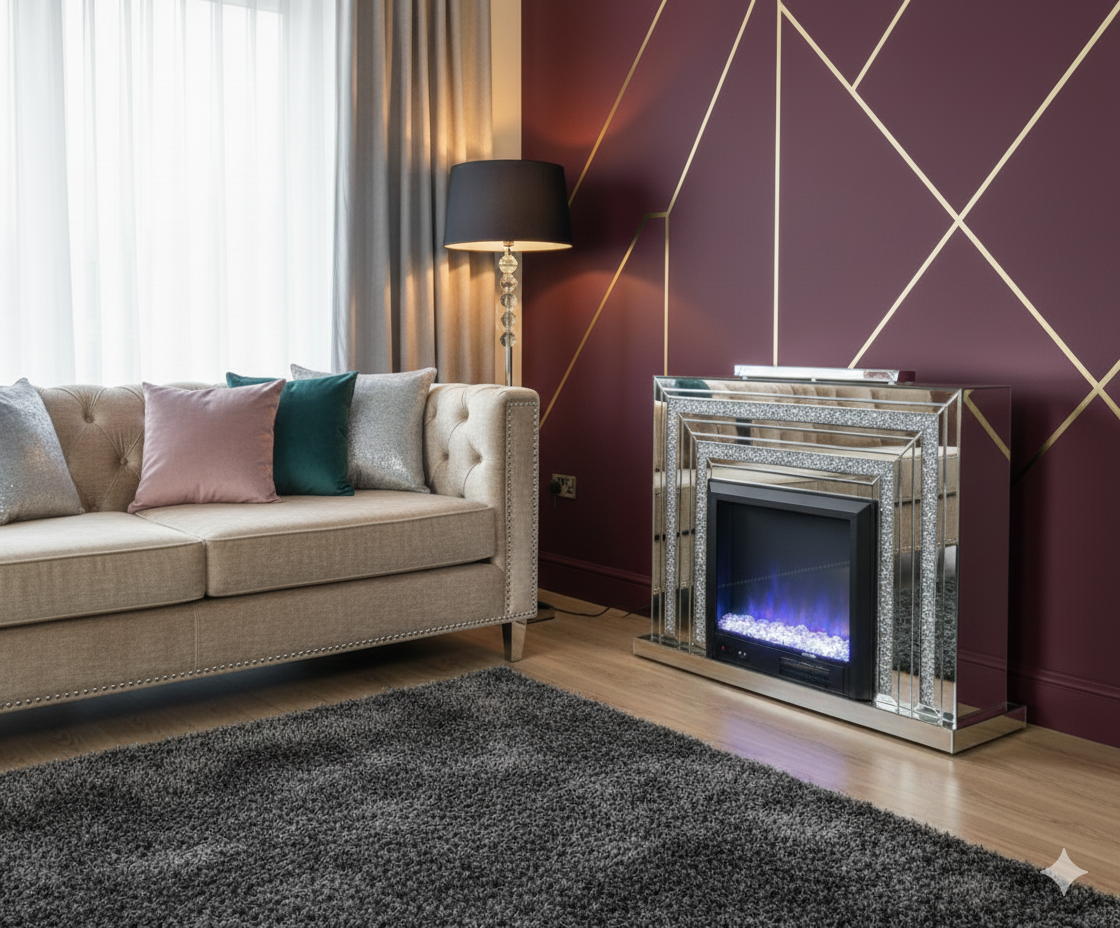 Roma Crushed Diamond Fireplace With Colours