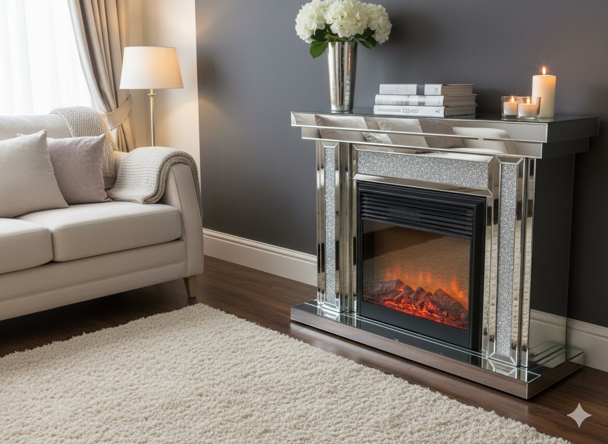 Roma Crushed Diamond Electric Fireplace