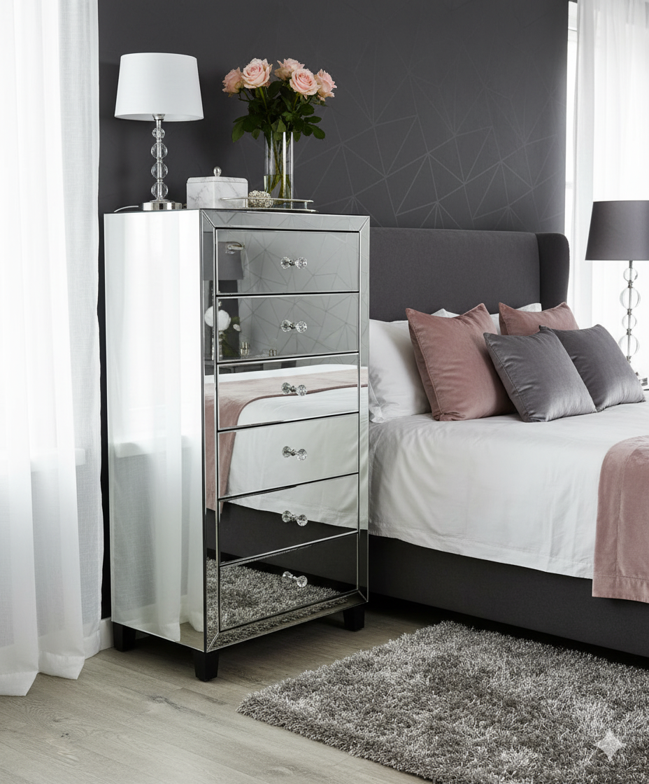 Simply Mirror 6 Drawer Tall Boy