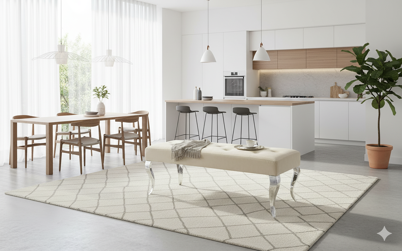 Lewis Plush Mink Bench 110/130cm