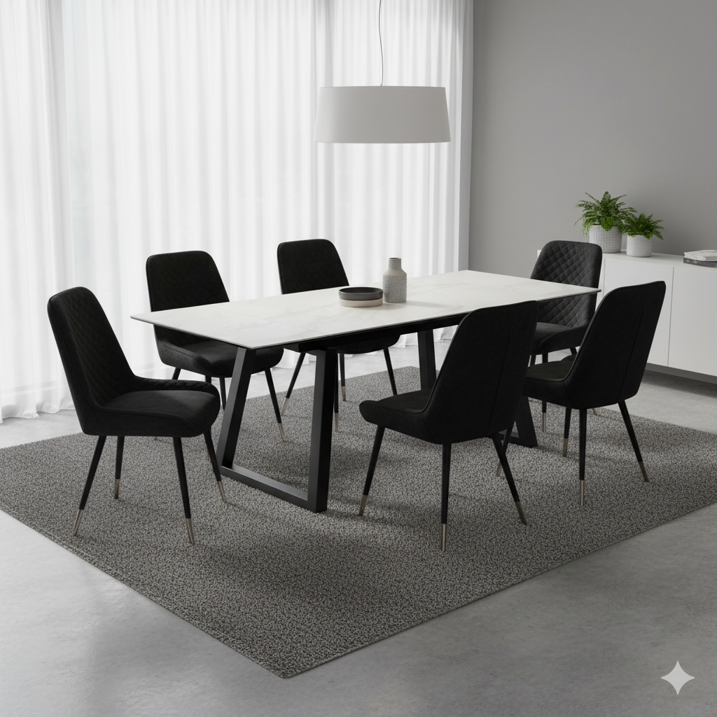 Dante White Ceramic Extending Table 160-200-240cm