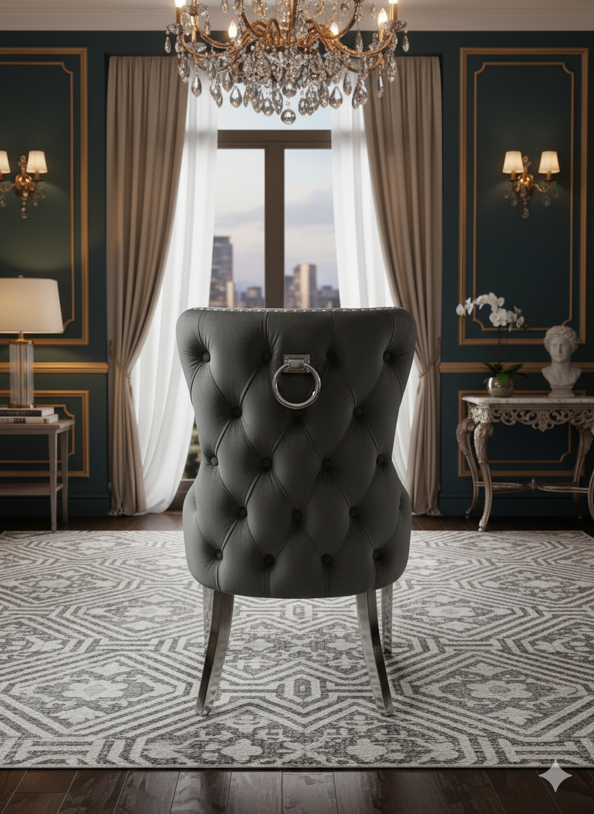 Victoria Dark Grey Ring Knocker Chair