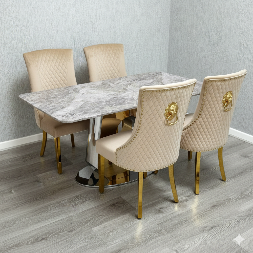 Luxeon 1.8m Gold/Chrome Dining Table (2 Colours)