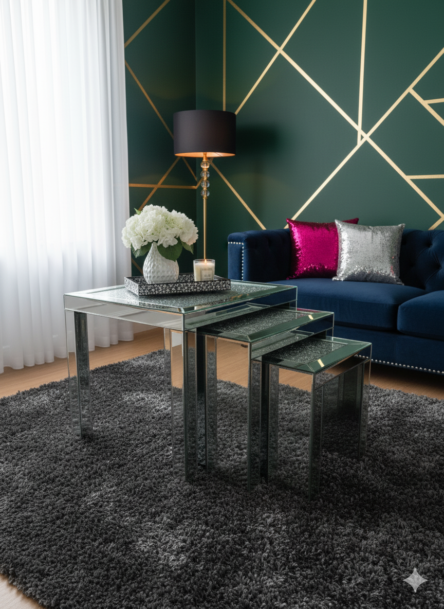 Roma Crushed Diamond Nest of Tables