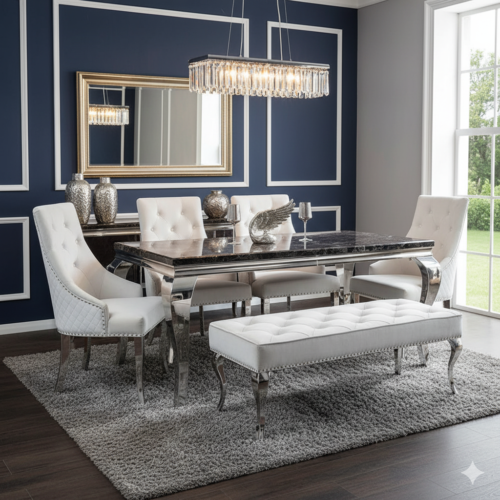 Louis Dining Table in Chrome 1.8M (All Colours)