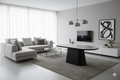 Bianca Black & White Sintered Stone Oval Dining Table