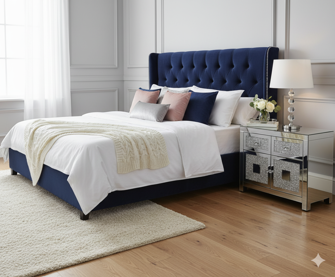 Roma Crushed Diamond 2 Door 2 Drawer Small Sideboard