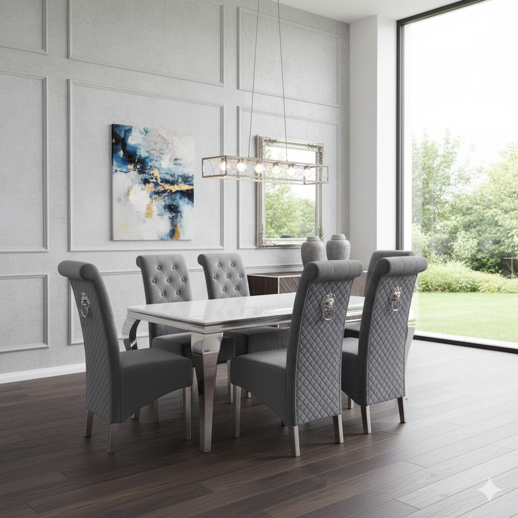 Louis Dining Table in Chrome 1.6M (All Colours)
