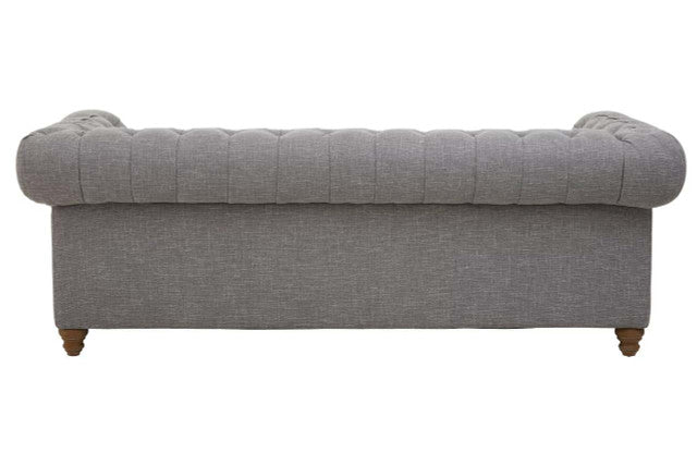 Stella 3 Seater Chesterfield Grey Linen Sofa