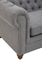 Stella 3 Seater Chesterfield Grey Linen Sofa