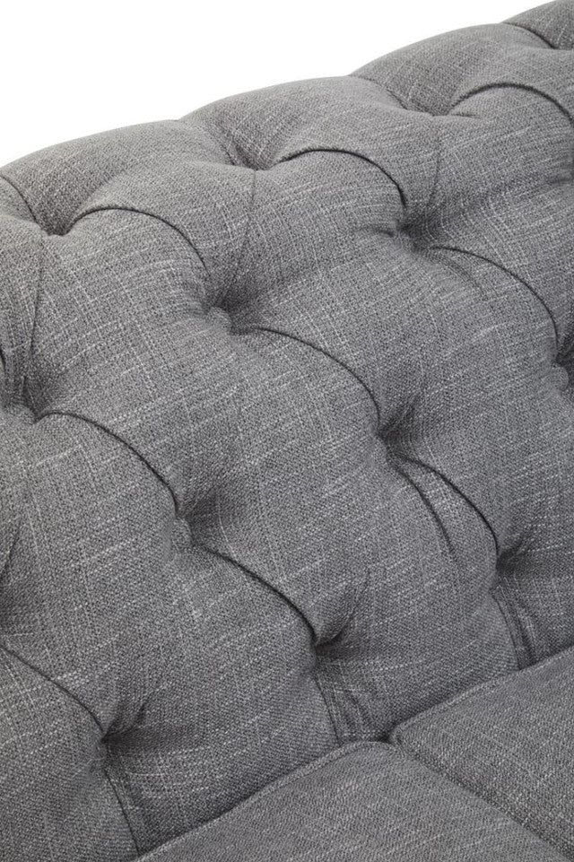 Stella 3 Seater Chesterfield Grey Linen Sofa