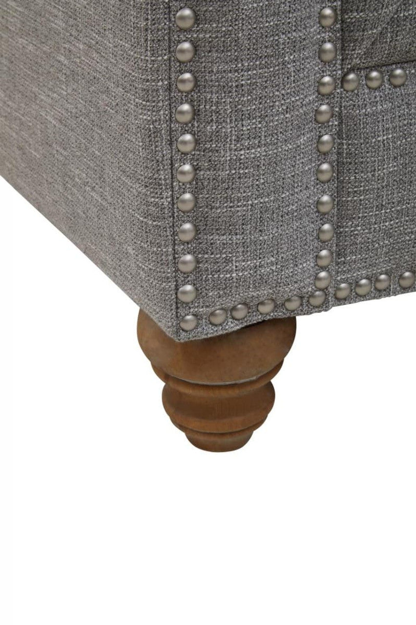 Stella 3 Seater Chesterfield Grey Linen Sofa