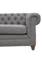 Stella 3 Seater Chesterfield Grey Linen Sofa