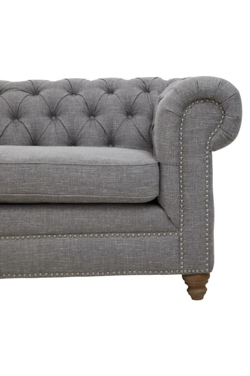 Stella 3 Seater Chesterfield Grey Linen Sofa