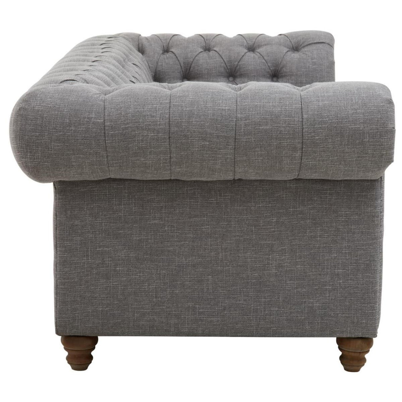 Stella 3 Seater Chesterfield Grey Linen Sofa