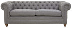 Stella 3 Seater Chesterfield Grey Linen Sofa