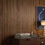 Premium Acoustic Wide Slat Wall Panels - 3-Sided Wood Veneer - Walnut 240cm x 30cm (2 pieces)