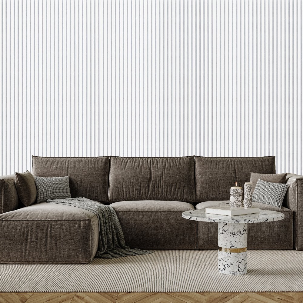 Wood Veneer Acoustic Slatted Wall Panel - White with White Felt 2.4m x 0.6m (1 piece)