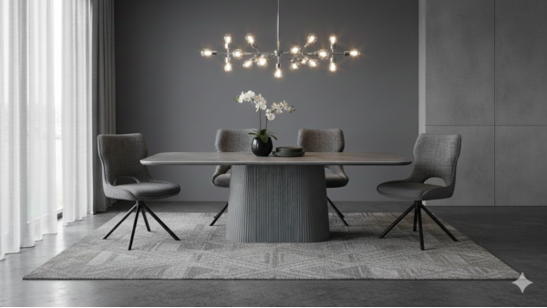 Davos Grey Oval Ceramic Dining Table 160cm