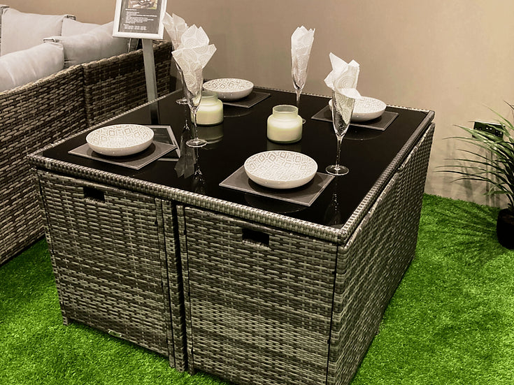 Table Seater Rattan Cube Set Rattan Cube Dining Set Square Seater