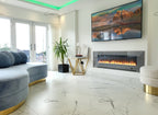 Aurora Grey 60 Inch Insert Electric Fire Colour LED Glass Wall Mounted Inset