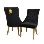 Bentley Gold Dining Chair with Lion Knocker & Quilted Back (All Colours)