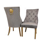 Bentley Gold Dining Chair with Lion Knocker & Quilted Back (All Colours)