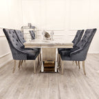 Bentley Dining Chair with Lion Knocker & Quilted Back (All Colours)