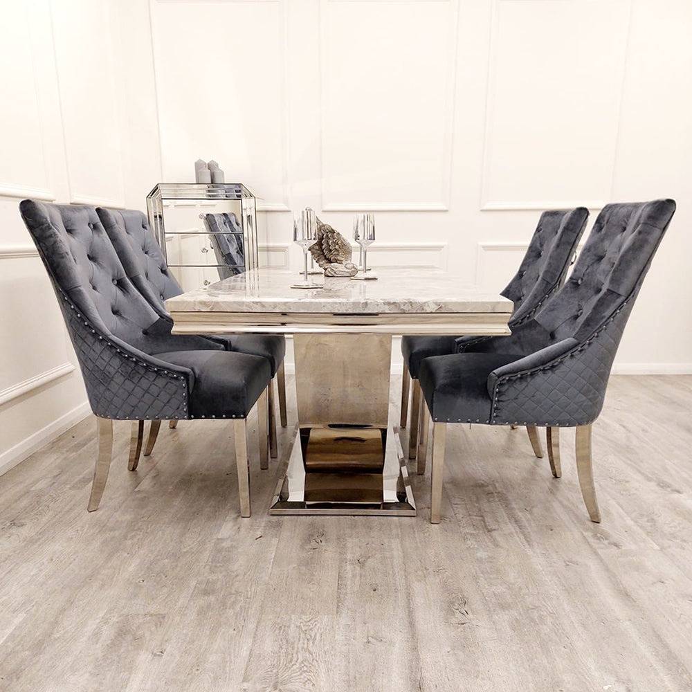 Bentley Dining Chair with Lion Knocker & Quilted Back (All Colours)