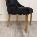 Bentley Gold Dining Chair with Lion Knocker & Quilted Back (All Colours)