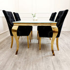 Bentley Gold Dining Chair with Lion Knocker & Quilted Back (All Colours)