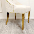 Bentley Gold Dining Chair with Lion Knocker & Quilted Back (All Colours)