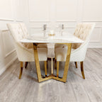 Bentley Gold Dining Chair with Lion Knocker & Quilted Back (All Colours)