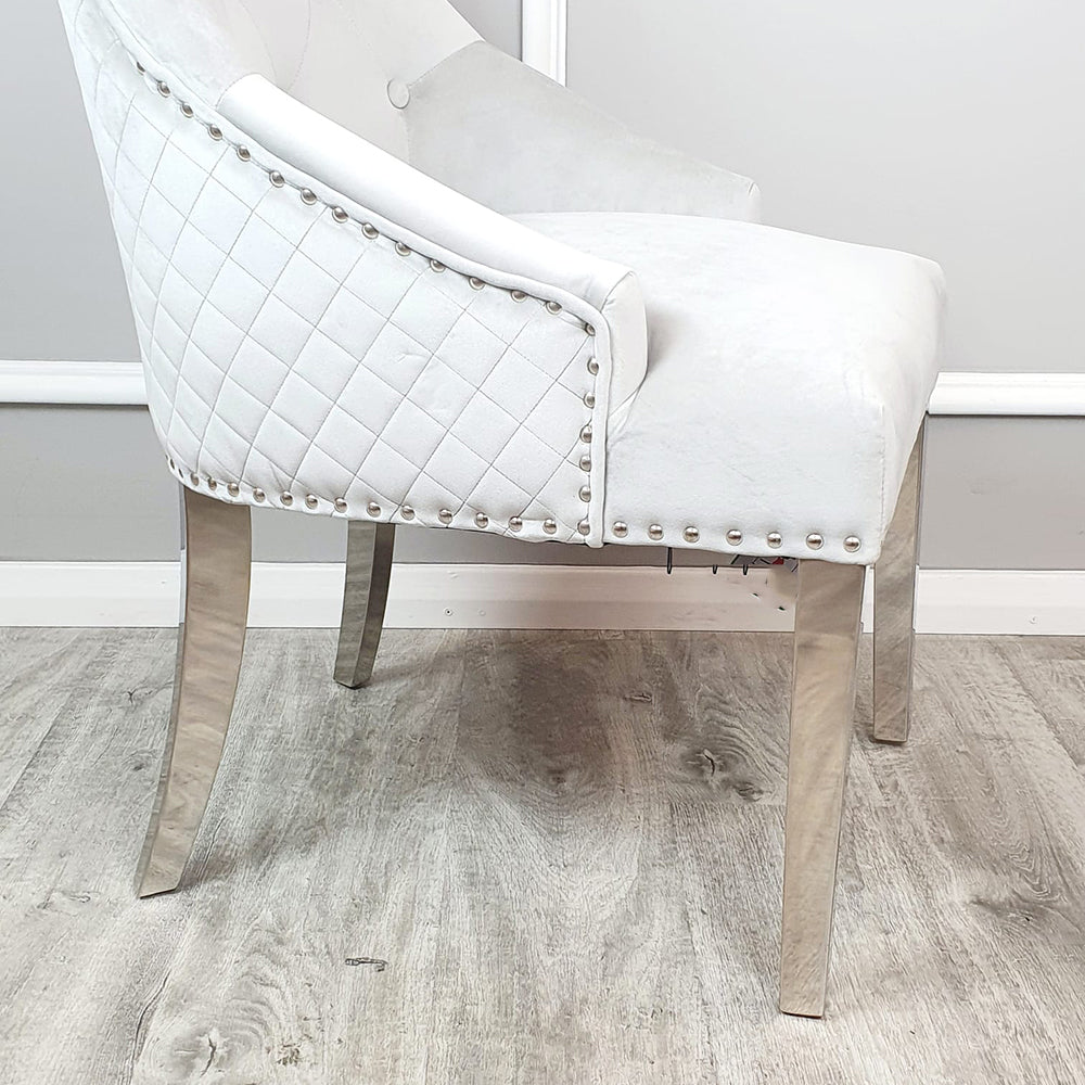 Bentley Dining Chair with Lion Knocker & Quilted Back (All Colours)