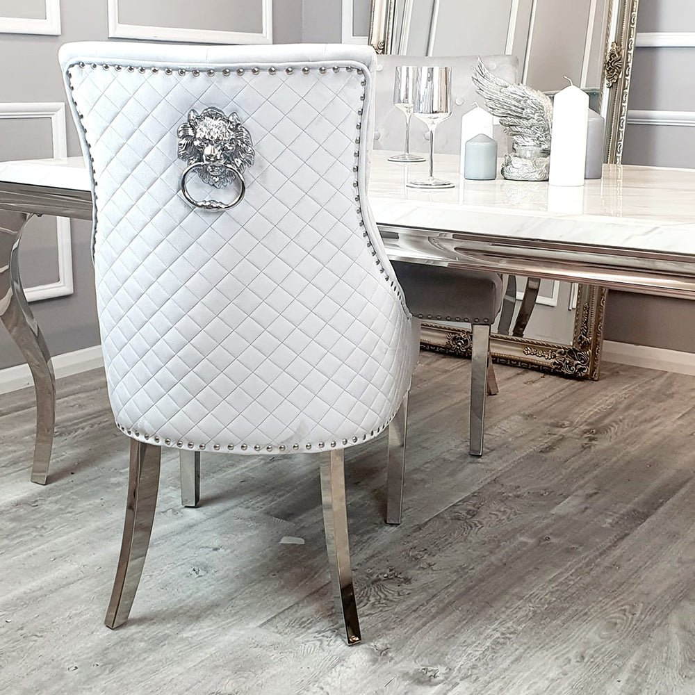 Bentley Dining Chair with Lion Knocker & Quilted Back (All Colours)