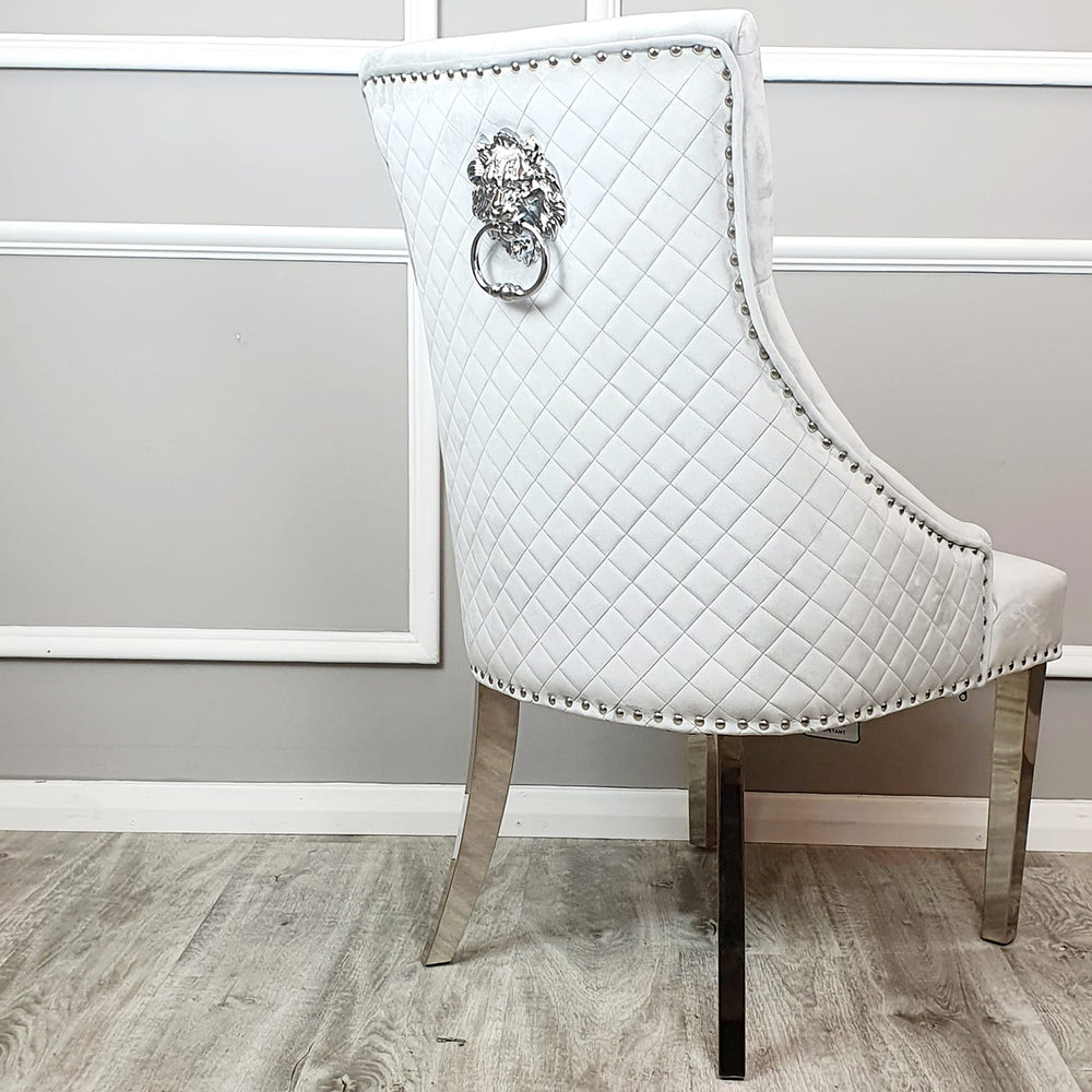 Bentley Dining Chair with Lion Knocker & Quilted Back (All Colours)