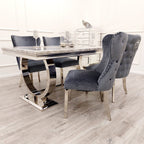 Chelsea Dining Chair with Lion Knocker & Buttoned Back (All Colours)