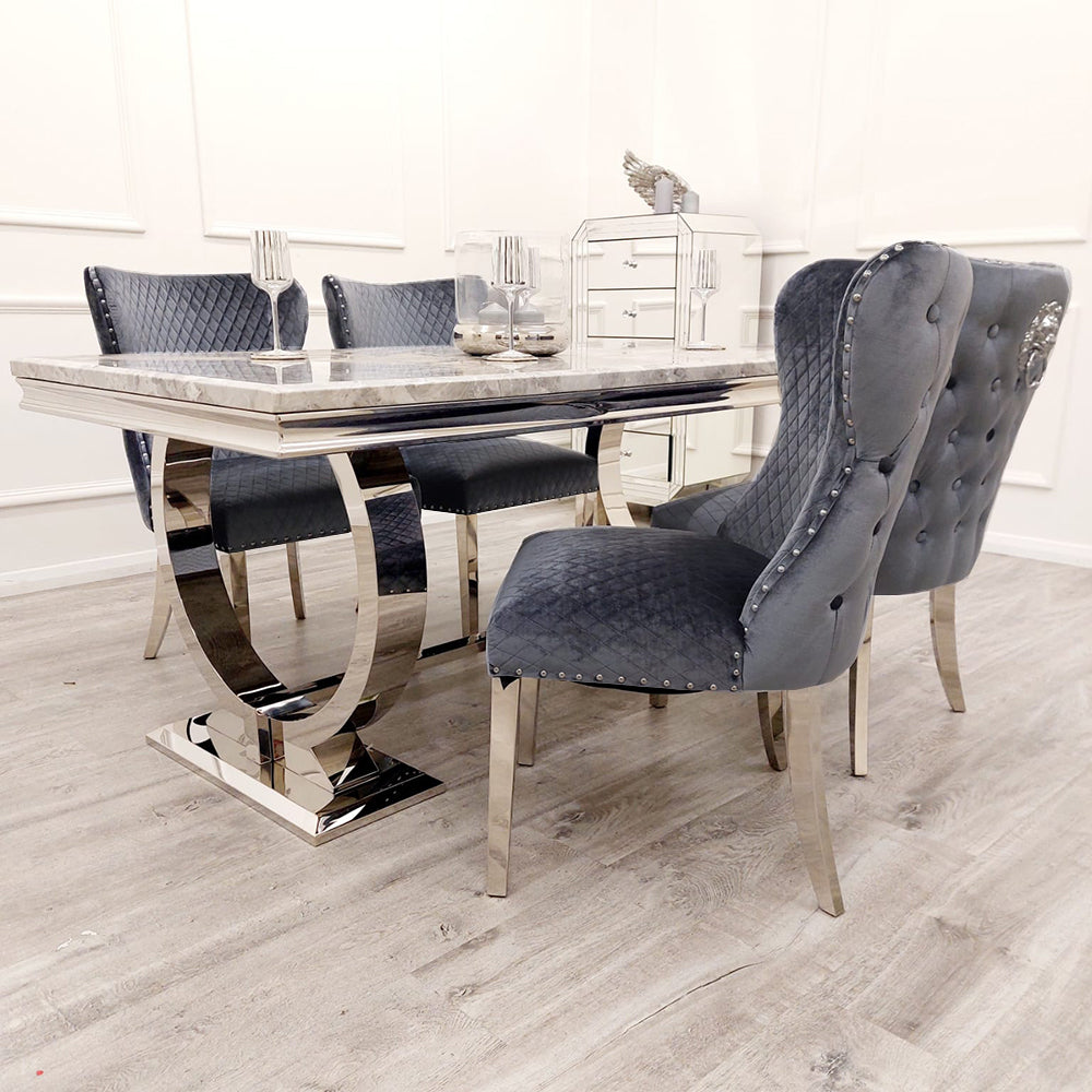 Chelsea Dining Chair with Lion Knocker & Buttoned Back (All Colours)