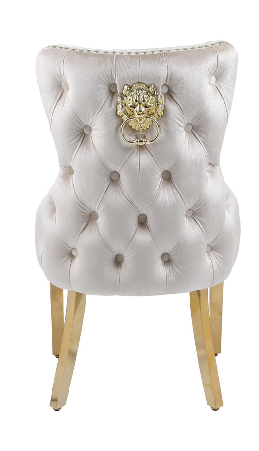 Victoria Cream Gold Lion Knocker Dining Chair