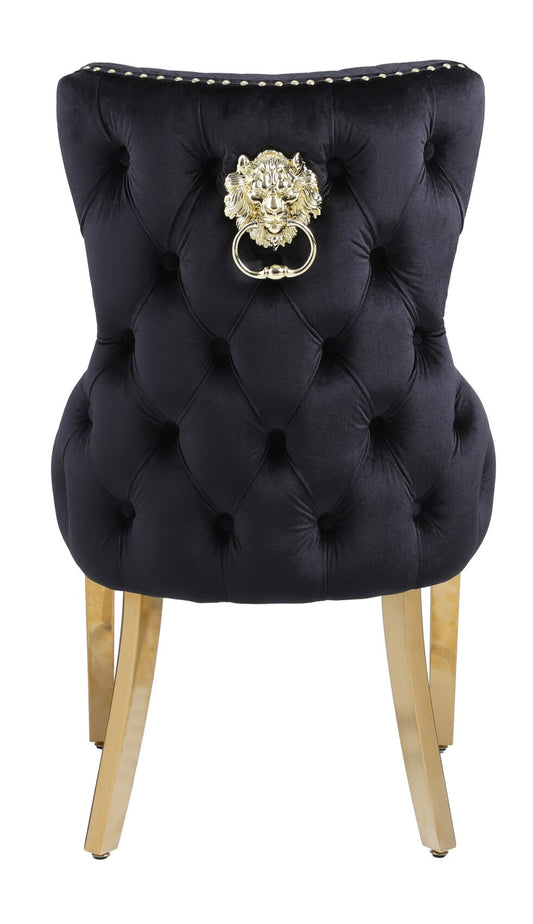 Victoria Black Gold Lion Knocker Dining Chair