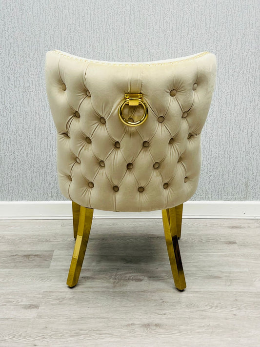 Valentino Mink Ring Knocker Gold Velvet Chair