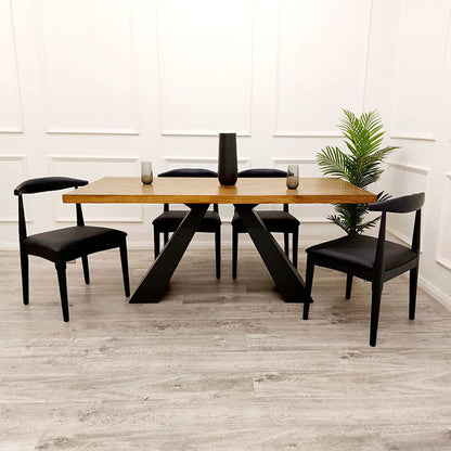 Axel 1.8M Dining Table Solid wood top with Matt Black Metal Legs